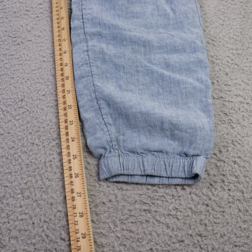 Athleta Retreat Linen Jogger Pants Womens 10 Blue Drawstring Pull On Athleisure - Picture 6 of 11